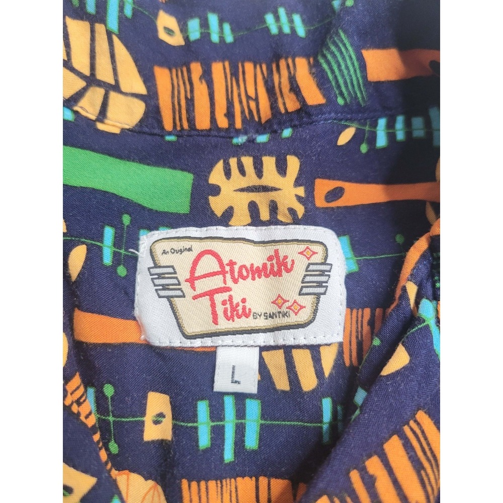 Atomik Tiki Short Sleeve Button Up Rayon Shirt Men's Large - Picture 5 of 6